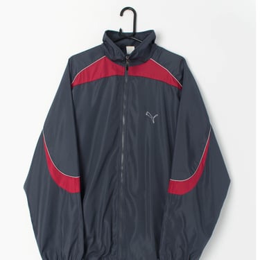 Vintage Puma windbreaker jacket in grey and red - XL/XXL 