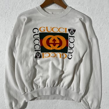 Vintage Bootleg Gucci White Crewneck Sz. M