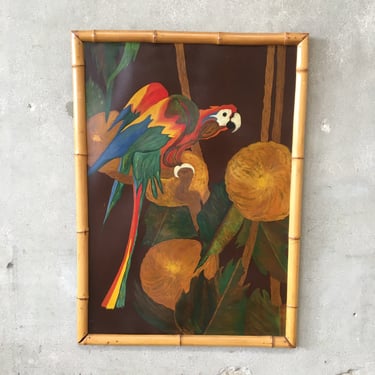 40's Tiki Painting Of Parrot