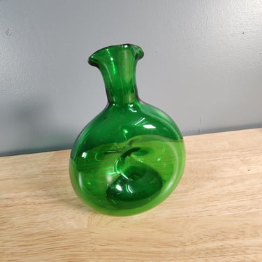 Green Blenko Style Blown Glass Vase 
