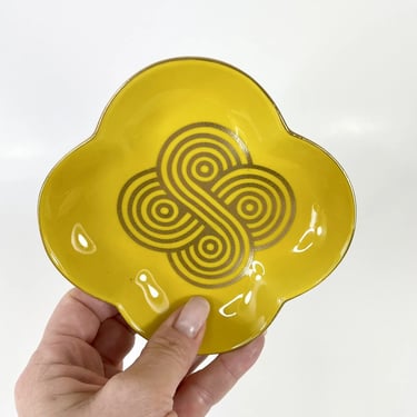 Modern Yellow & Gold Jonathan Adler Porcelain Catchall Dish / Bowl Santorini MCM