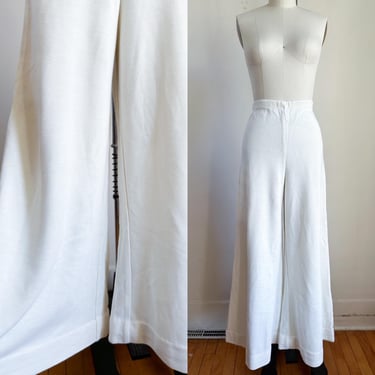 Vintage 1970s White Wide Leg Pants / 27