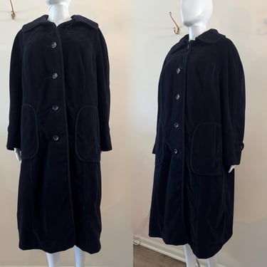 Black Velvet Opera Coat XL 1950's XL/XXL 