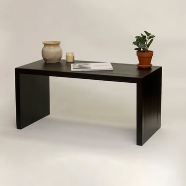 Modern Waterfall Coffee Table, Simple Solid Wood Table - Black 