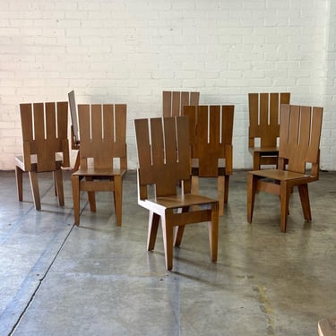 Vintage Plywood Fork Chairs - Set of 8. 