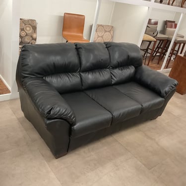 Black Faux Leather Sofa