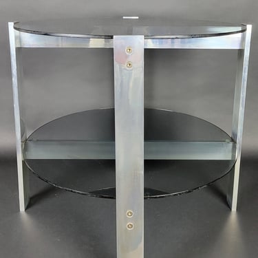Mid Century Two Tier Aluminum & Glass Table