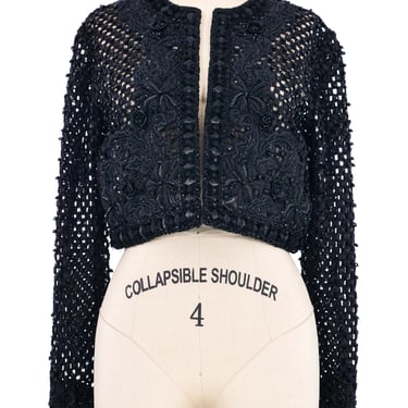 Oscar de la Renta Beaded Crochet Ribbon Jacket