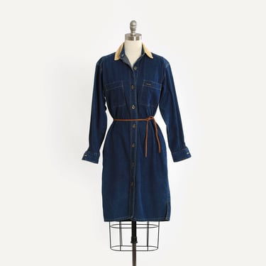 90s Calvin Klein Denim corduroy chore dress duster 