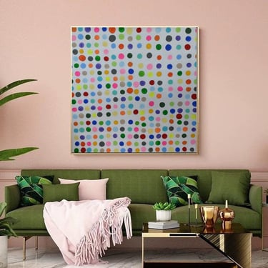 SALE Dots #2  LARGE 45"x45" Unstretched Canvas Painting Abstract Minimalist Original Contemporary Home Decor, Wall Decor ArtbyDinaD by Art