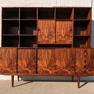 Mid Century Danish Modern Rosewood Credenza and Bookcase by 