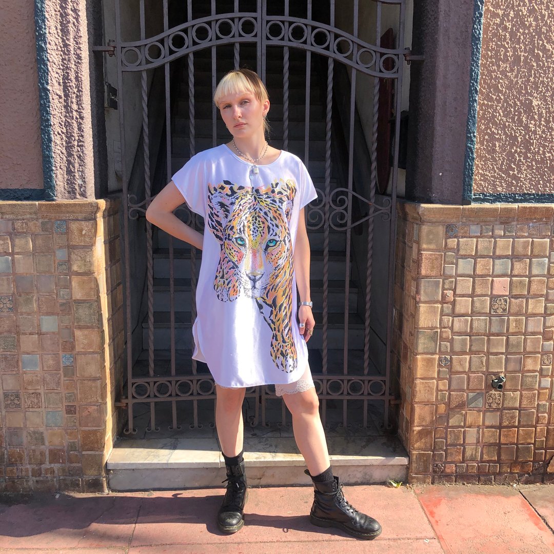 80s Fredericks of Hollywood Cheetah Lounge Dress La Loupe Vintage