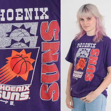 90s Phoenix Suns Shirt Arizona Basketball T-Shirt NBA Graphic Tee Purple Retro Sports TShirt Swingster Sportswear Vintage 1990s Large 