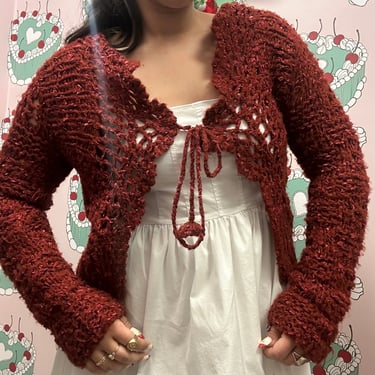 Vintage Knitted Maroon Cardigan