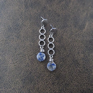 Blue sodalite earrings, circle earrings 2 