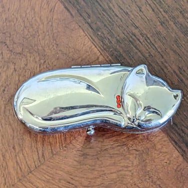 Cute Vintage Cat Silver Lipstick Container Initals RK 