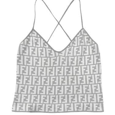 Fendi Grey Logo Knit Tank Top