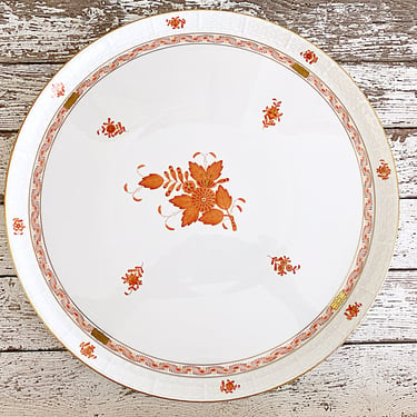 Herend Porcelain Serving Platter. 14" Round service / chop plate Made in Hungary. Large china tray for serving meats, sandwiches, & pastries 