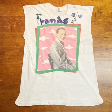 1980s Peewee Herman T-Shirt with Hand Painting "Hands" - Vintage Stanley DeSantis Pop Art Shirts - Big Adventure - Large Marge - Playhouse 
