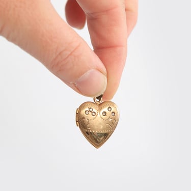 Antique Vintage 1930s 12k Gold filled diamond heart locket 