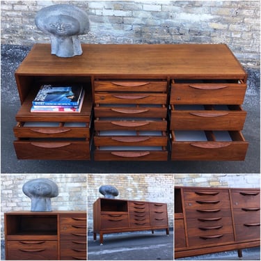 Jens Risom Walnut 11-drawer Credenza 