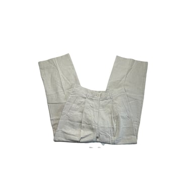 Vintage Women's Savannah Oatmeal Beige Linen Blend Trouser Pants, Size 12 