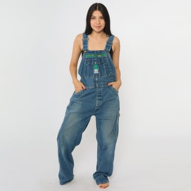 Vintage Liberty Overalls 90s Denim Pants Workwear Bibs Baggy Dungarees Long Blue Jean Pants 1990s Boyfriend Carpenter Men's 35 x 32 Small 