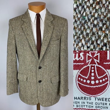 Vintage Harris Tweed Flecked Wool Blazer  Sports Coat Size 40 