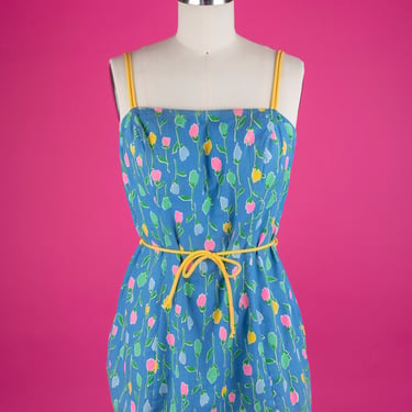 Vintage 60s GABAR New York Floral Two-Piece Swim Dress Set with Tie Belt 