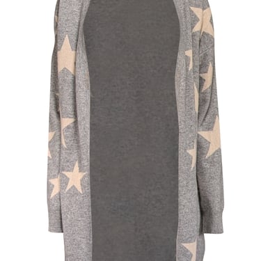 Philosophy - Grey w/ Beige Star Print Cashmere Cardigan Sz L