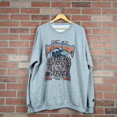 Vintage 90s NFL Denver Broncos Football Superbowl Champions ORIGINAL Crewneck Sweatshirt - 2X 