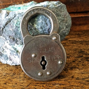 Antique CORBIN Lock Patent 1914~Corbin Ironclad 6 Lever Padlock No Key~Frozen Lock~Art Assemblage~Industrial Art~JewelsandMetals 
