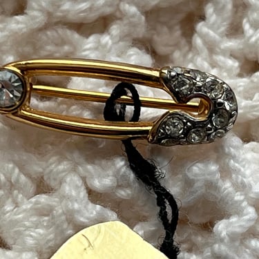 crown Trifari safety pin vintage jeweled diaper pin new old stock 