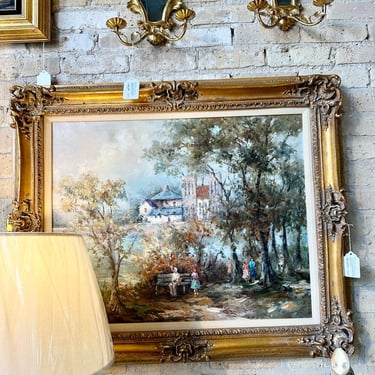"The Park by Gardin impressionist antique oil painting for pick up only approx 37.5x32