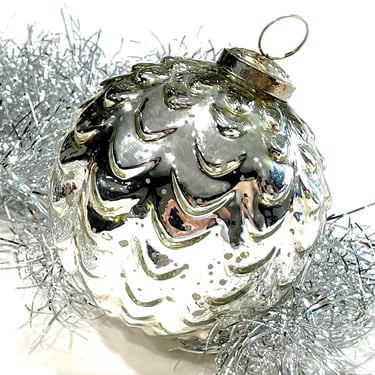 VINTAGE: 4" Thick Textured Glass Ornament - Kugel Style Ornament - SKU Tub-400-00033652 