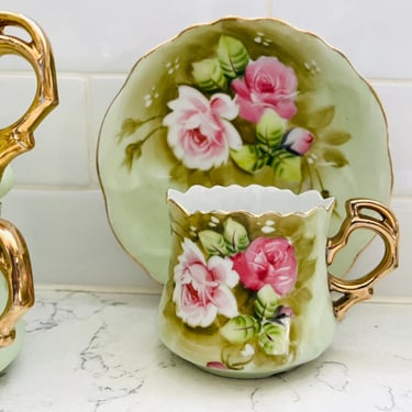 Lefton china hand painted cup and saucer best sale