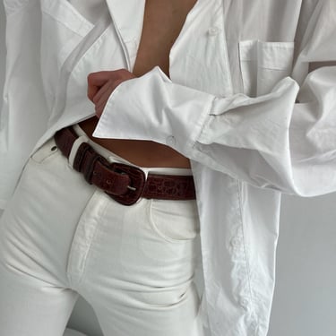 Beautiful Vintage Walnut Embossed Leather Belt