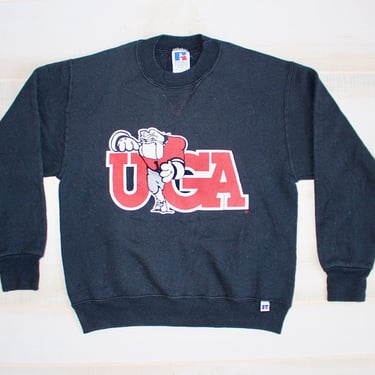 Vintage 80s University of Georgia Bulldogs Sweatshirt, 1980s College Crewneck Sweatshirt, Pullover, Russell Athletic, Sports, UGA 