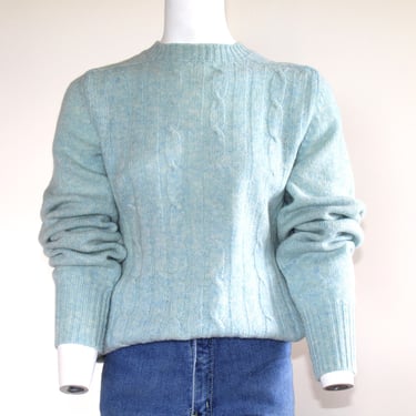 1960s Shetland Wool Baby Blue Crew Neck Vintage Sweater - The Mens Store Kings Road Sears - M/L 