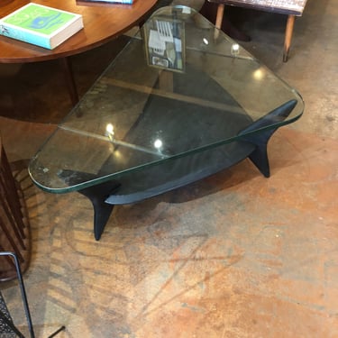 Mid Century Glass Top Coffee Table 