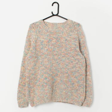 Vintage handknitted pastel jumper, thick chunky knit - Medium 