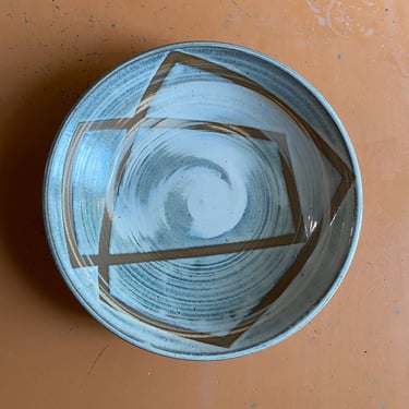 Serving Bowl - White with Marbled Clay - Abstract Line Shapes 