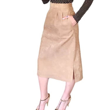 Vintage 70s Ultrasuede Skirt Beige A line 