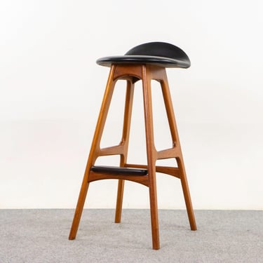 Teak & Leather Bar Stool by Erik Buch - (D1251) 