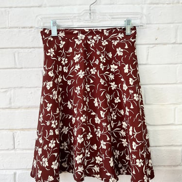 1990's Size 0 Brown Floral Mini Skirt 