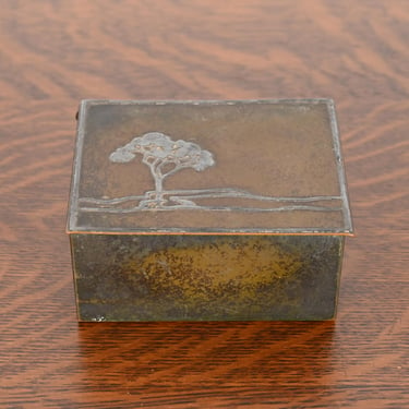 Heintz Arts &#038; Crafts Sterling Silver on Bronze Humidor or Cigarette Box