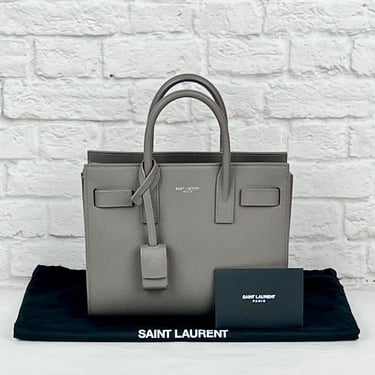 Saint Laurent  Grained Calfskin Nano Sac De Jour, Grey