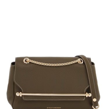 Strathberry Khaki East/West Soft Mini Calfskin Bag With Golden Details Women