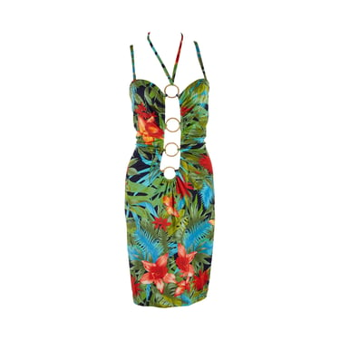 Dolce &amp; Gabbana Green Floral Print Ring Dress