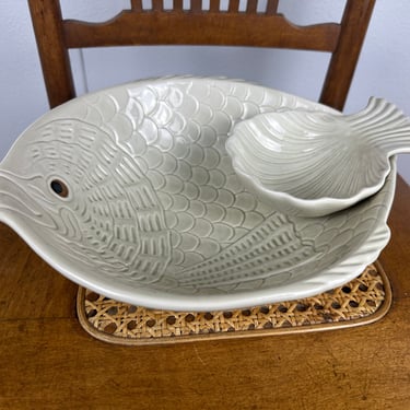Vintage Fitz and Floyd Fish Serving Dish / Chip and Dip 